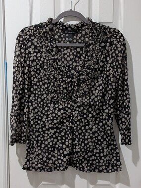 INC Black and White Polka Dot Top